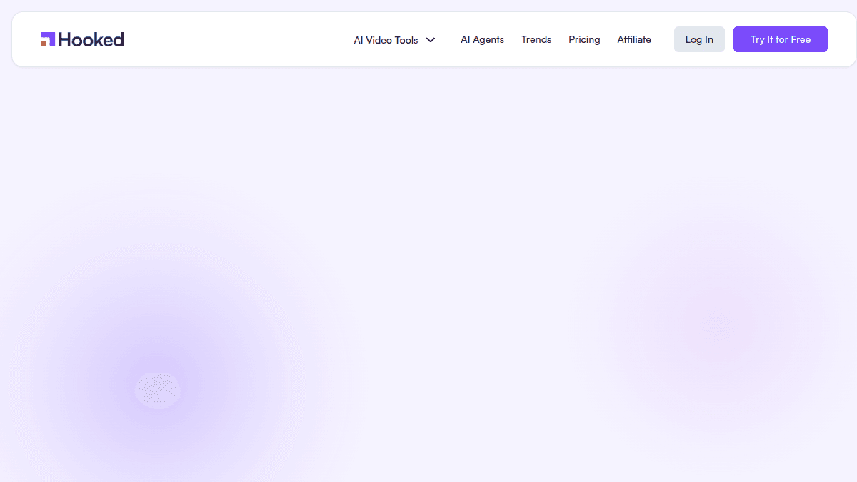 Hooked homepage — Hook-first short creation with trend analytics and UGC-style output.