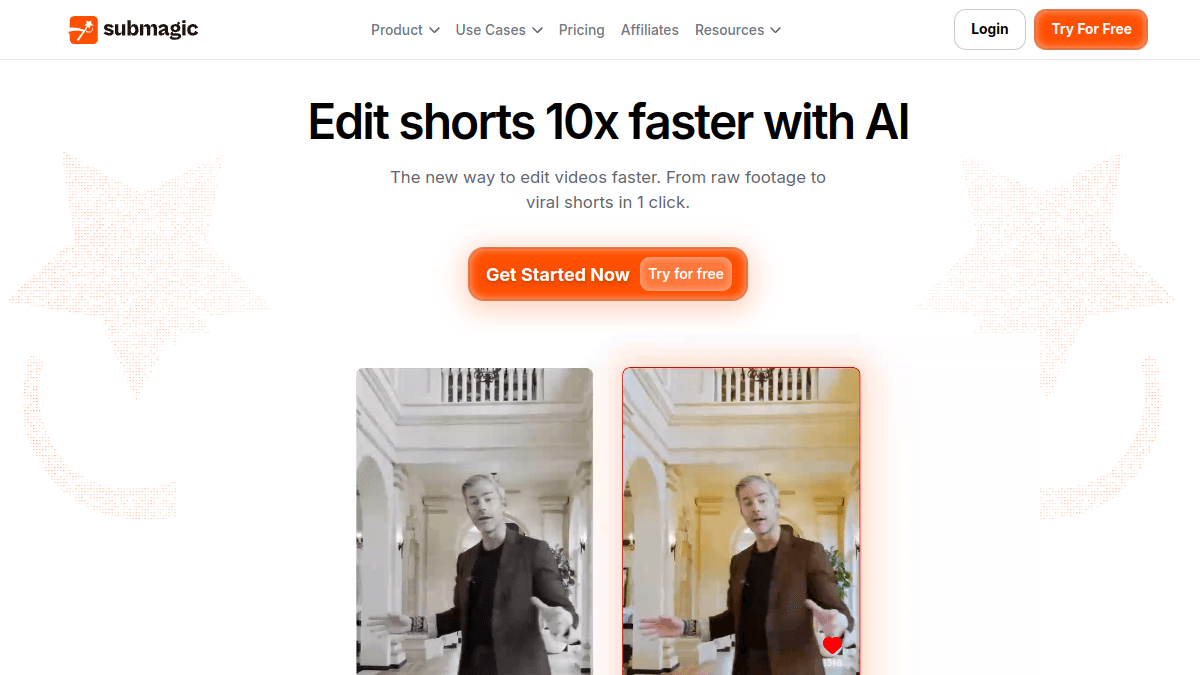 Submagic homepage — Making existing footage pop with viral caption styles.